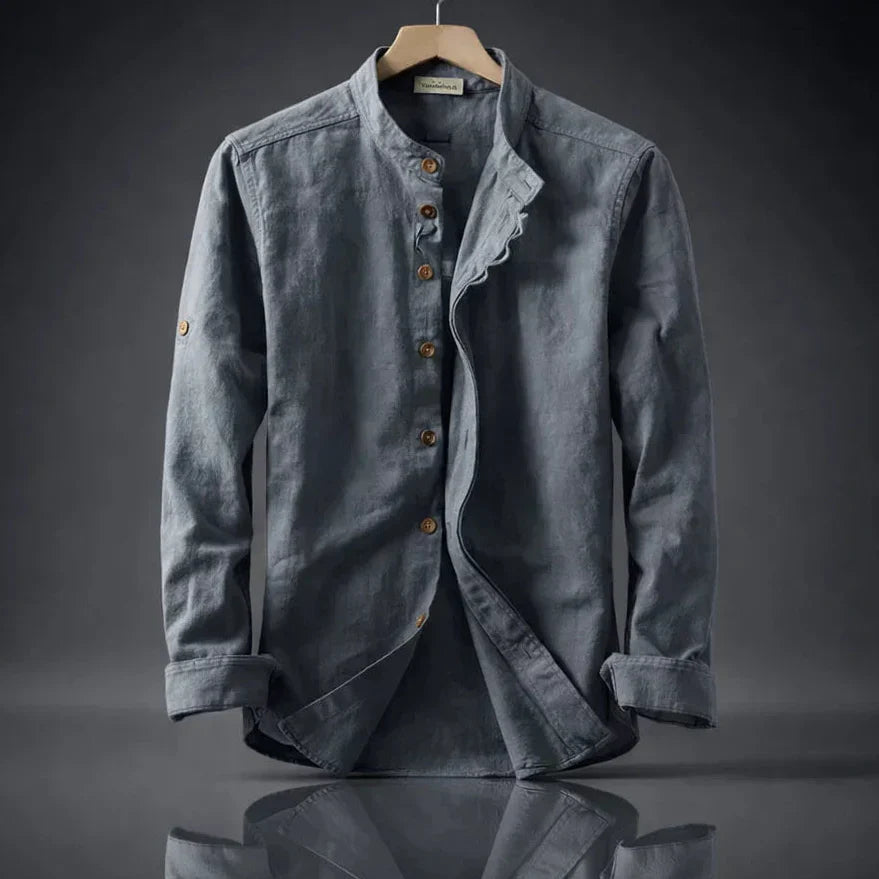 Men's Organic Cotton Shirt – Stand Collar Smart Casual – view 3