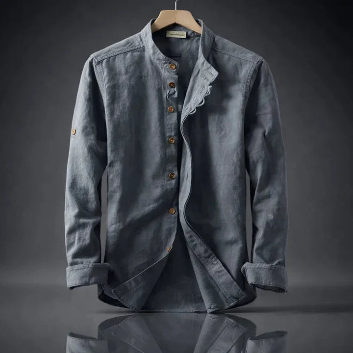 Men's Organic Cotton Shirt – Stand Collar Smart Casual – view 3