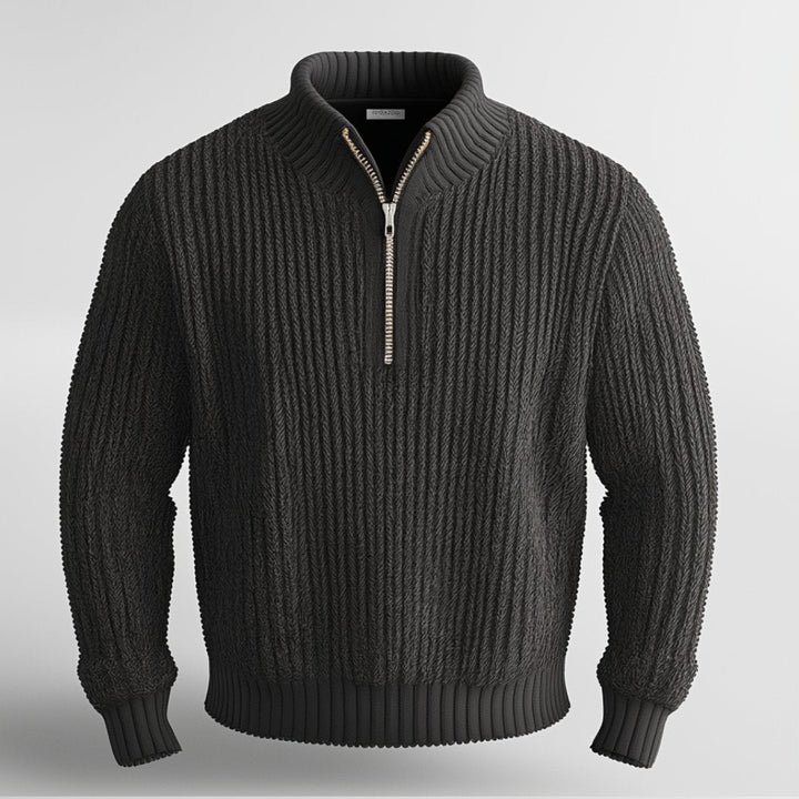 Men's Cotton-Blend Quarter-Zip Jumper – Thick Knit Highland Sweater