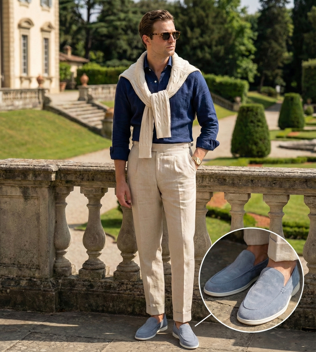 Men's Suede Loafers – Cushioned Slip-On Smart Casual Shoes