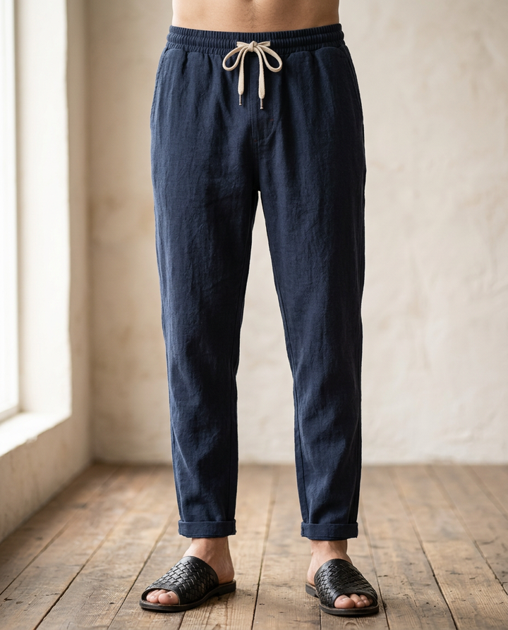 Men's Linen Trousers – Massimo Relaxed Drawstring Summer Fit – view 2