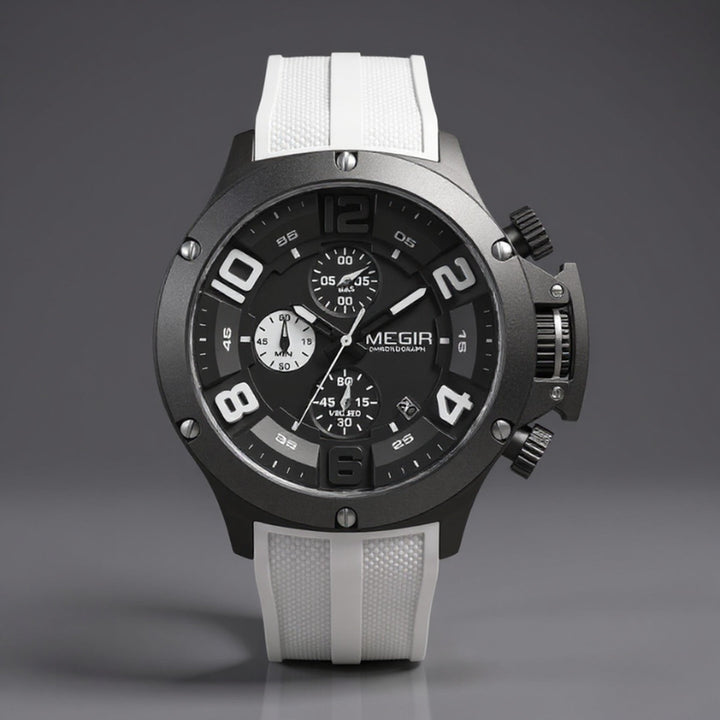 Men's 47mm Chronograph Watch – Bold Sport Wristwatch – Pearl