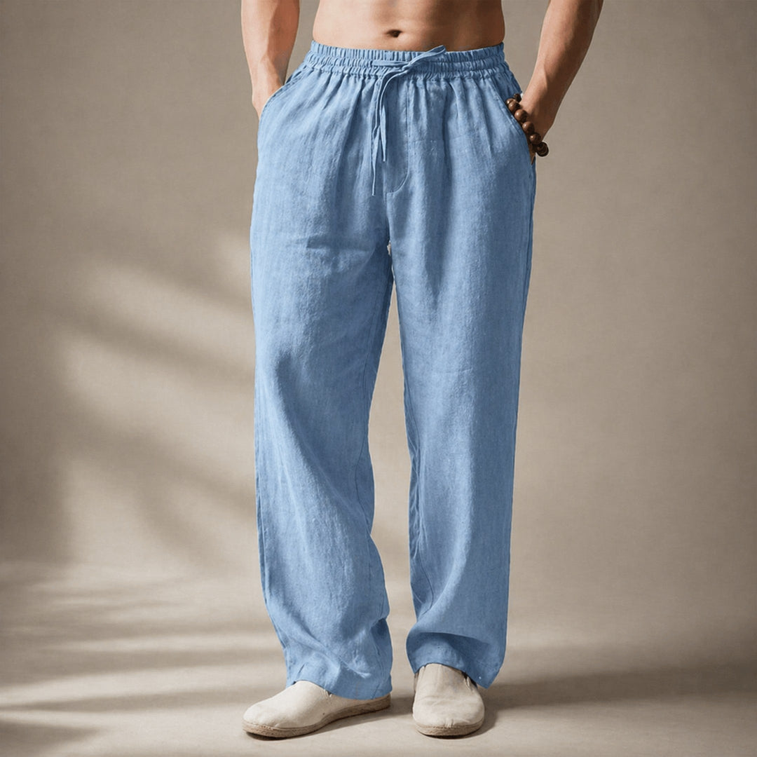 Men's Linen Straight-Leg Trousers – Breathable Summer