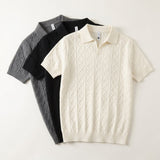 Men's Textured Knit Polo Shirt – Smart-Casual Short Sleeve