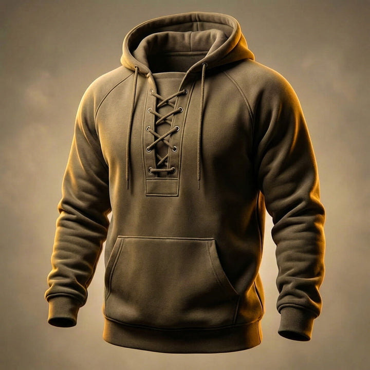 Men's Organic Cotton Hoodie – Lace-Up Front Mid-Weight Hoodie – view 2