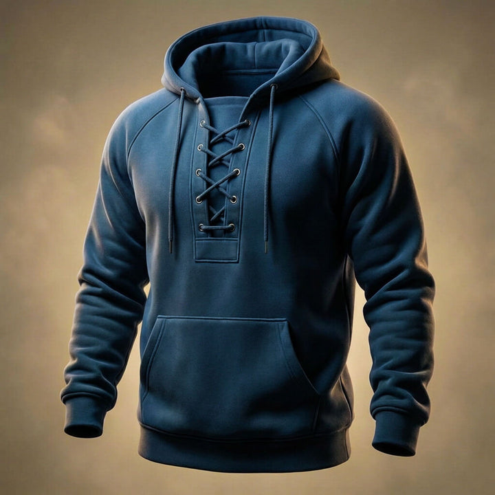 Men's Organic Cotton Hoodie – Lace-Up Front Mid-Weight Hoodie – view 3