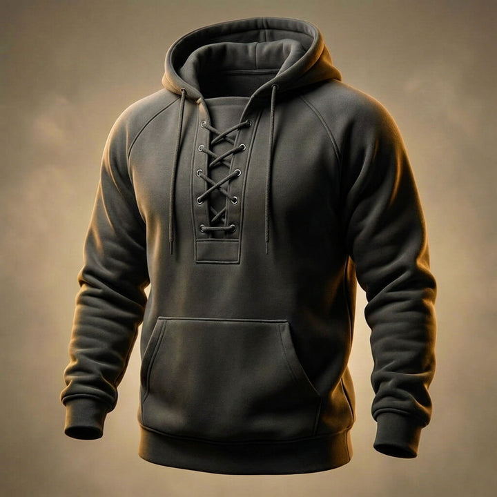 Men's Organic Cotton Hoodie – Lace-Up Front Mid-Weight Hoodie – view 5