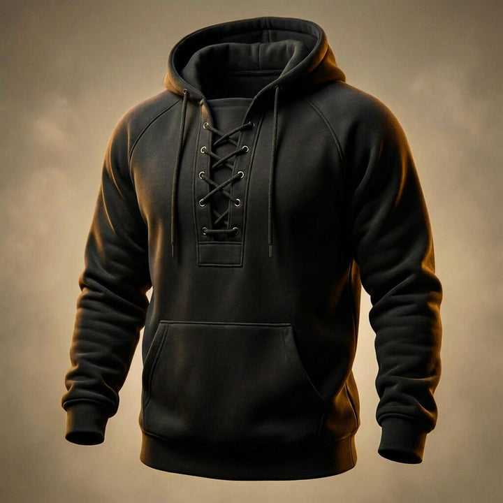 Men's Organic Cotton Hoodie – Lace-Up Front Mid-Weight Hoodie – view 6