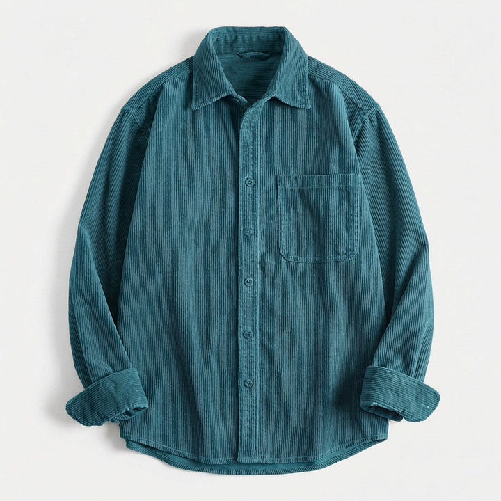 Men's Corduroy Overshirt – Soft Cotton Cord Shacket for Layering – Blue Spruce