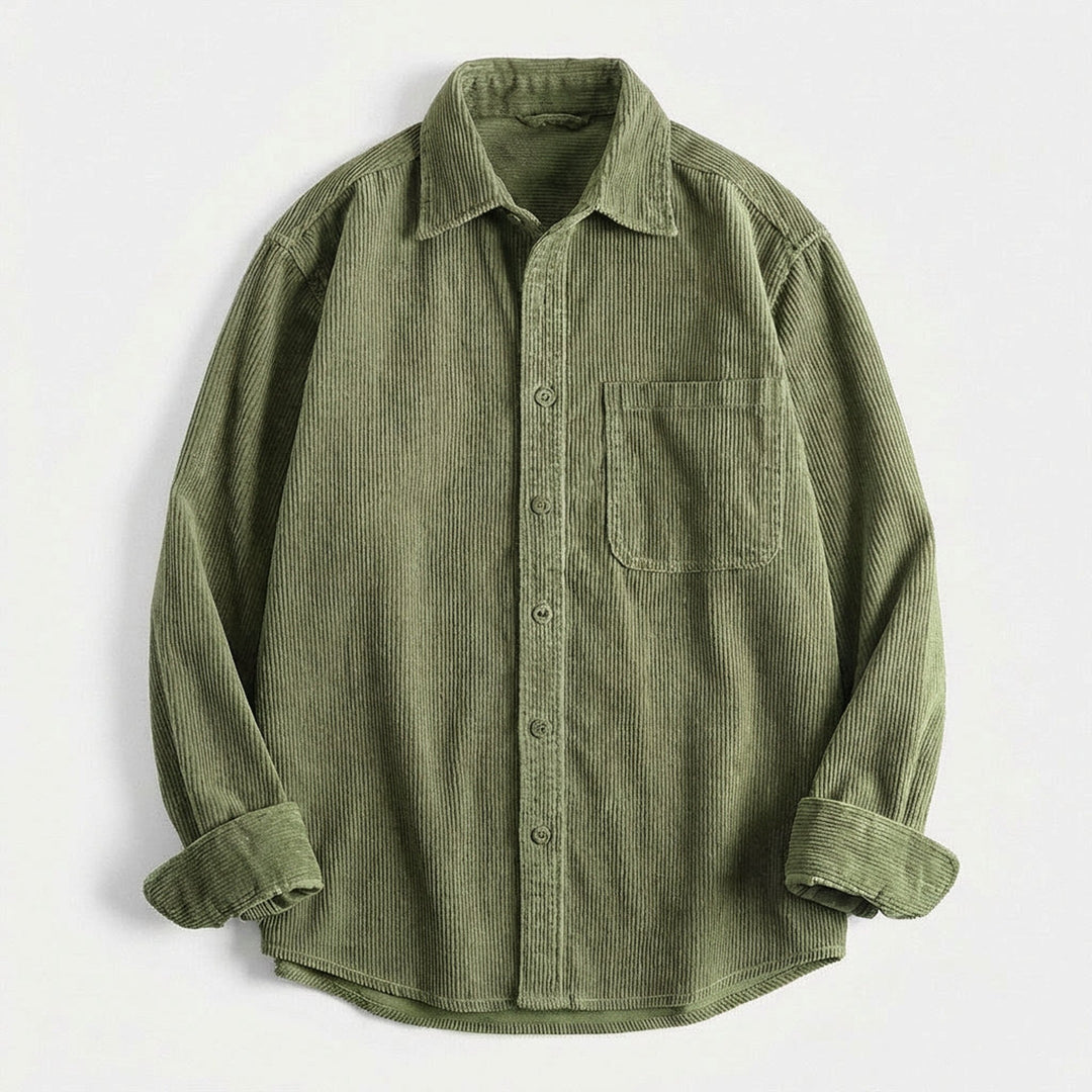 Men's Corduroy Overshirt – Soft Cotton Cord Shacket for Layering – Sage