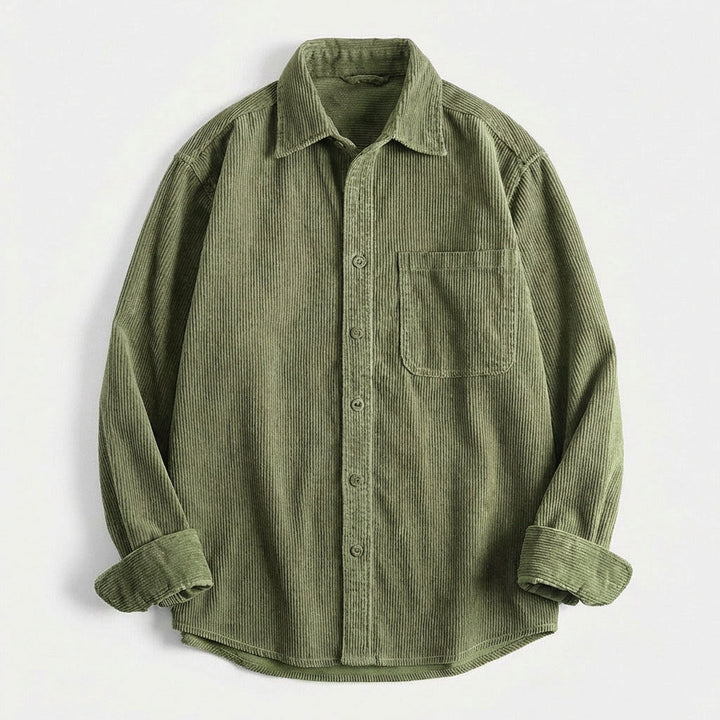 Men's Corduroy Overshirt – Soft Cotton Cord Shacket for Layering – Sage