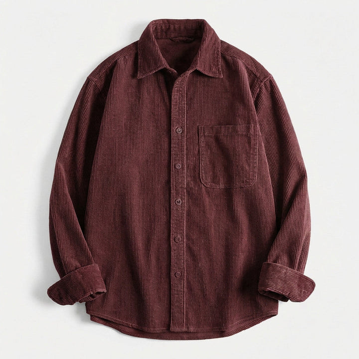 Men's Corduroy Overshirt – Soft Cotton Cord Shacket for Layering – Cabernet