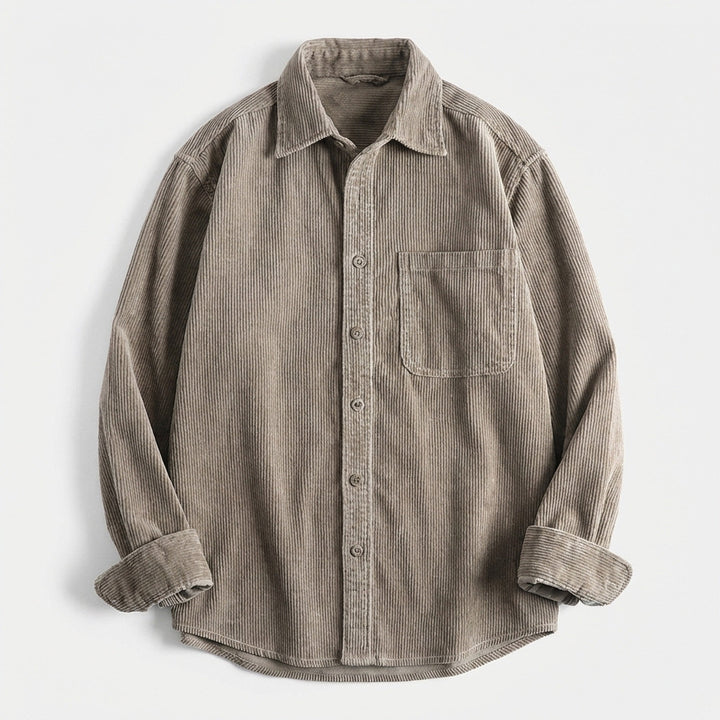 Men's Corduroy Overshirt – Soft Cotton Cord Shacket for Layering – Ashen Grey