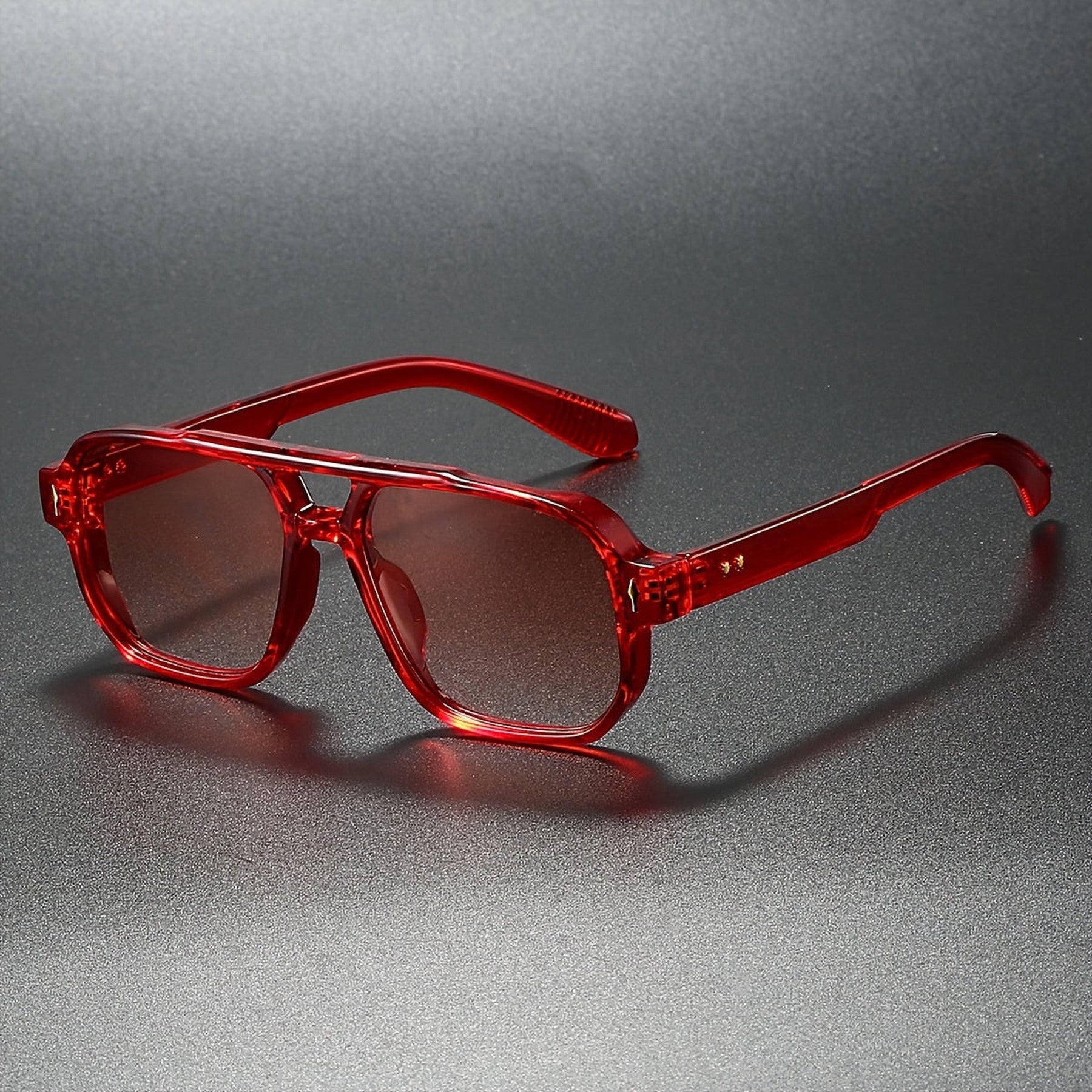 Men's Aviator Sunglasses – UV400 Double-Bridge Frames – Scarlet Smoke