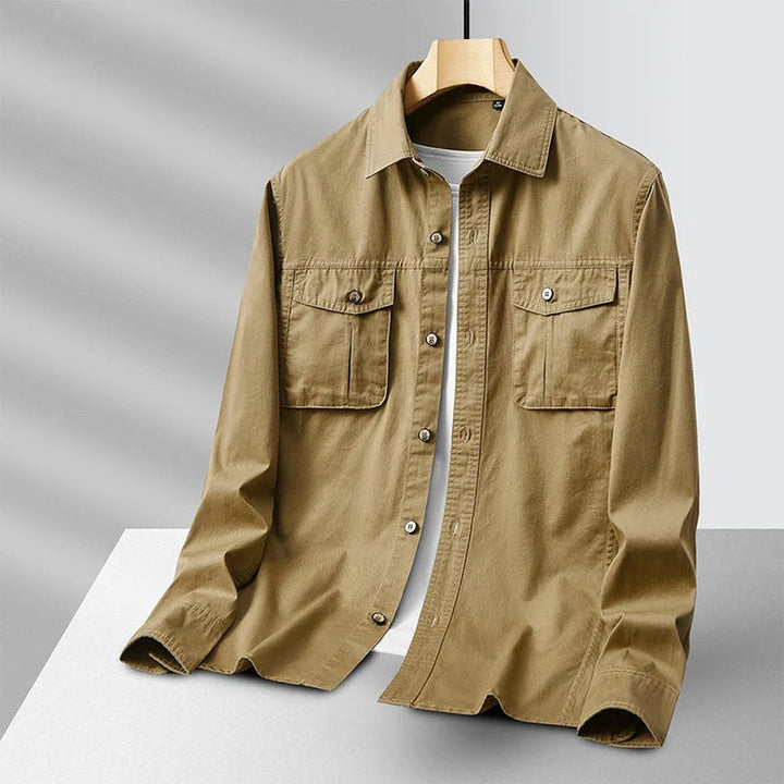 Men's Cotton Military Overshirt – Utility Field Shacket – view 4