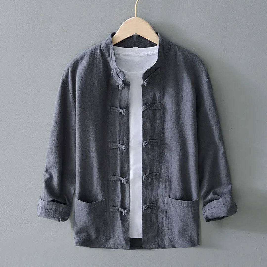 Men's Linen Mandarin Collar Shirt – Cotton-Linen Summer Shirt – view 2