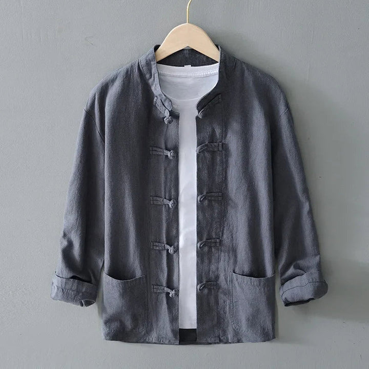 Men's Linen Mandarin Collar Shirt – Cotton-Linen Summer Shirt – view 2