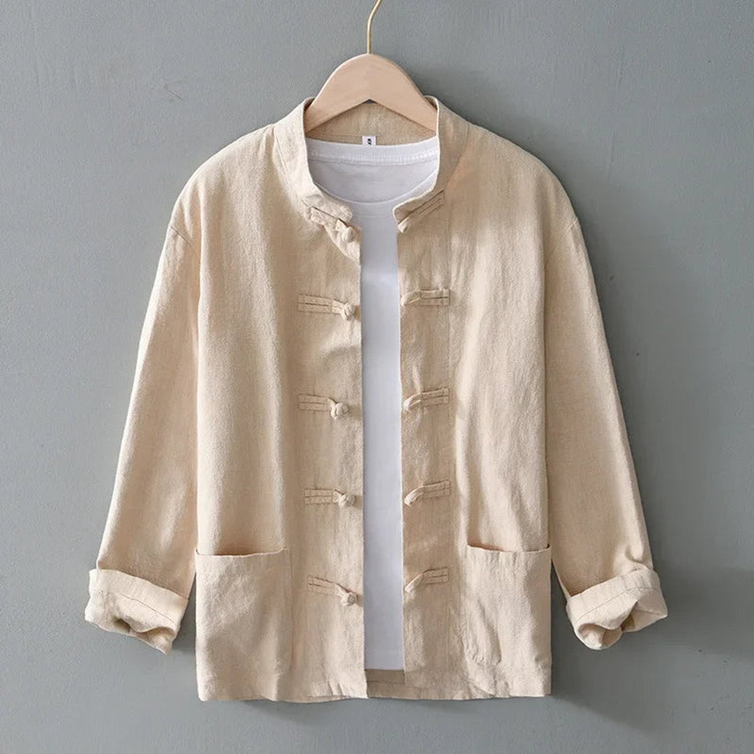 Men's Linen Mandarin Collar Shirt – Cotton-Linen Summer Shirt – view 3