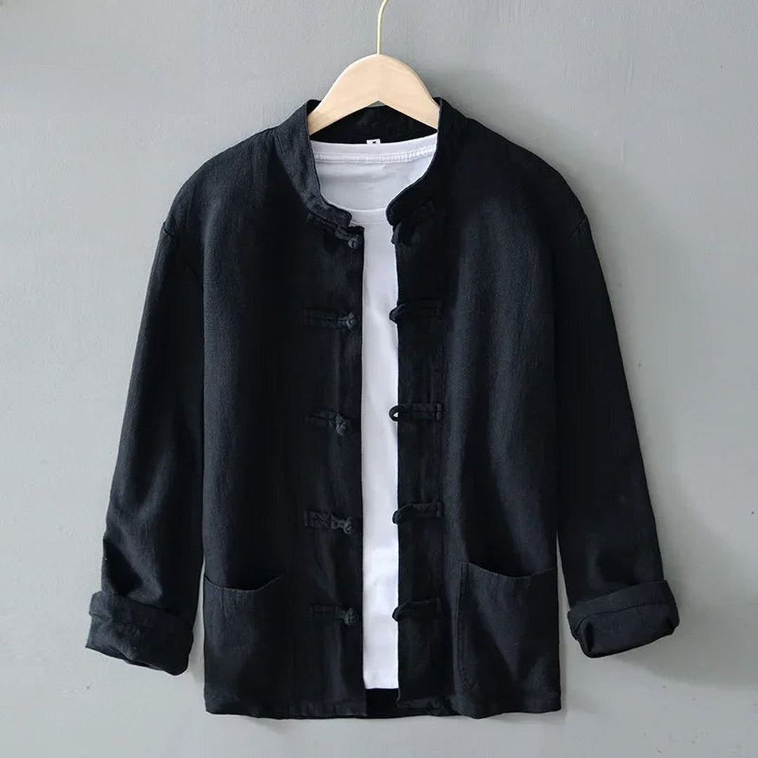 Men's Linen Mandarin Collar Shirt – Cotton-Linen Summer Shirt – view 5