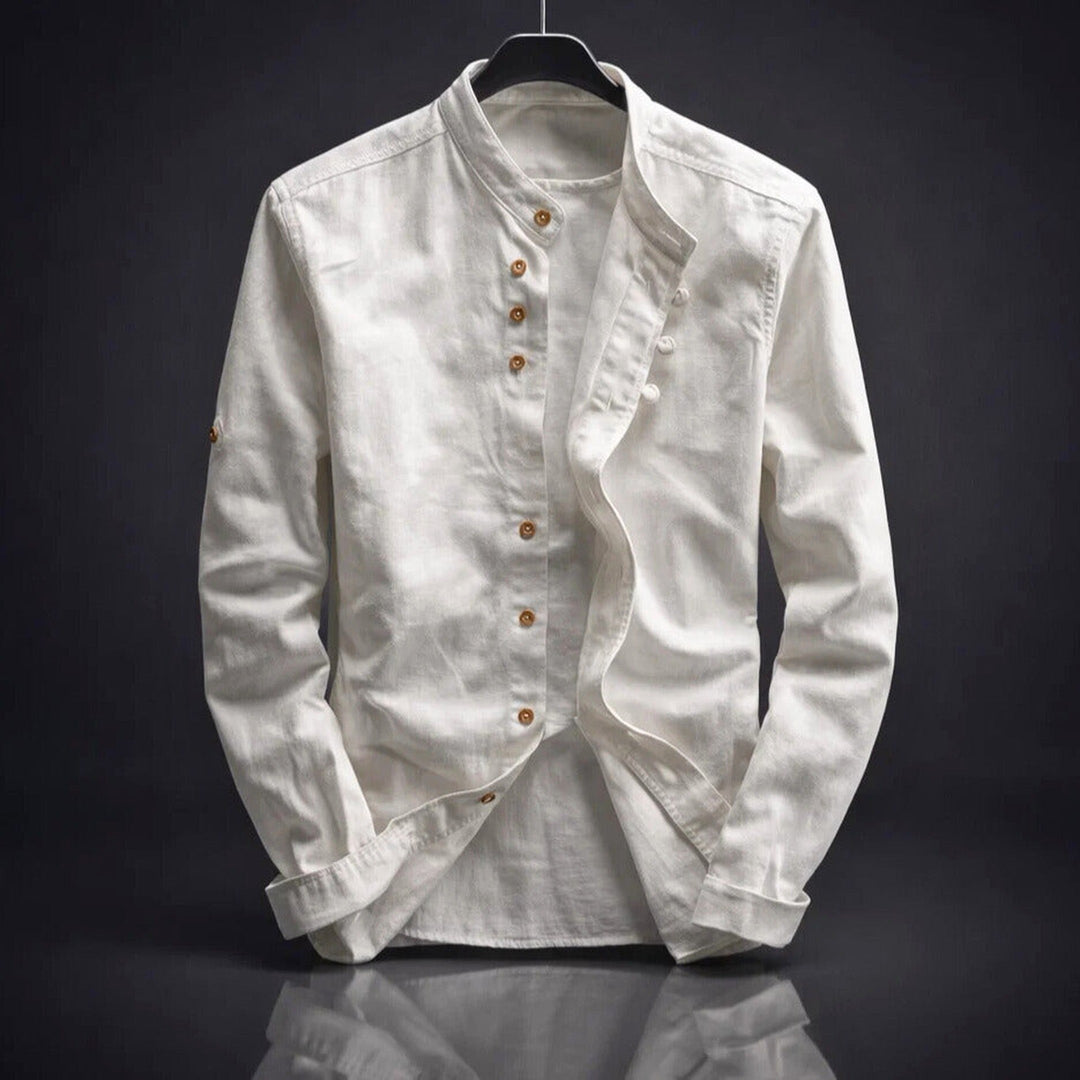 Men's Organic Cotton Shirt – Stand Collar Smart Casual – view 2