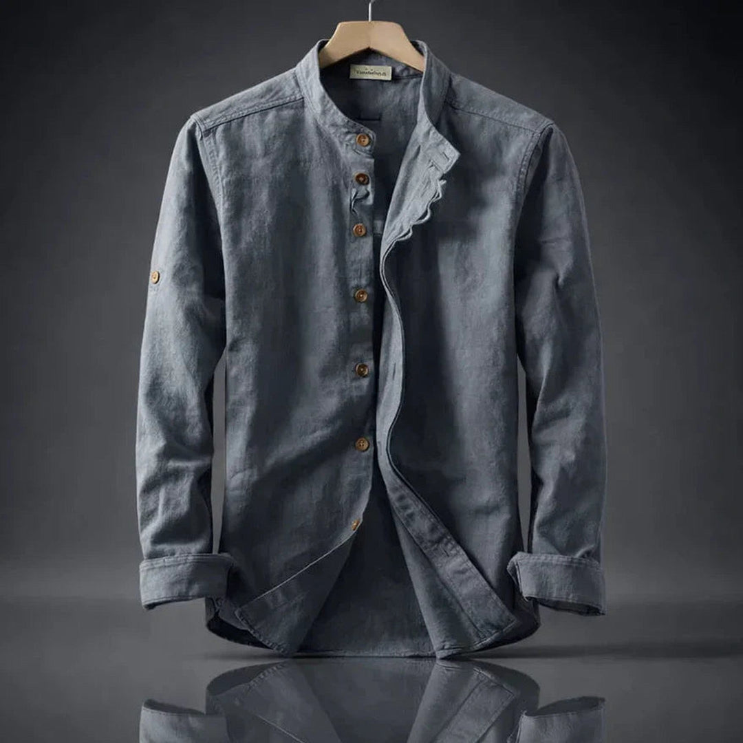 Men's Organic Cotton Shirt – Stand Collar Smart Casual – view 3