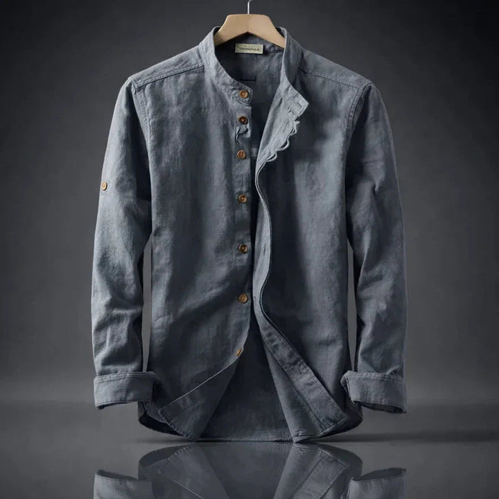 Men's Organic Cotton Shirt – Stand Collar Smart Casual – view 3