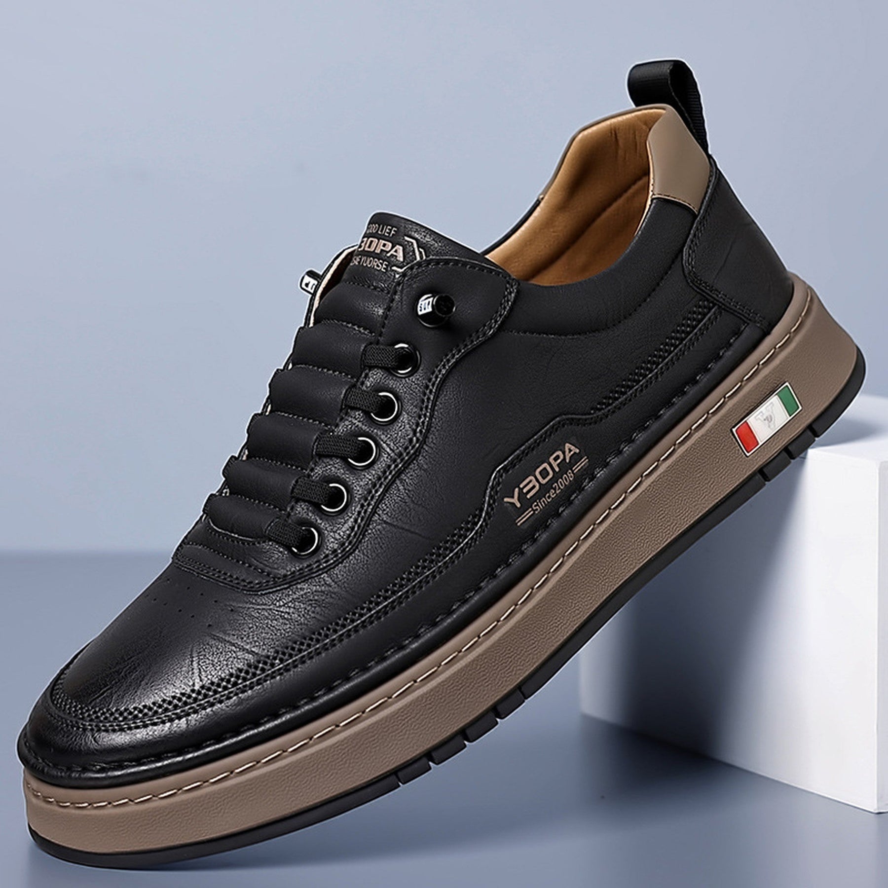 Men's Leather Trainers – Cushioned Everyday Sneakers