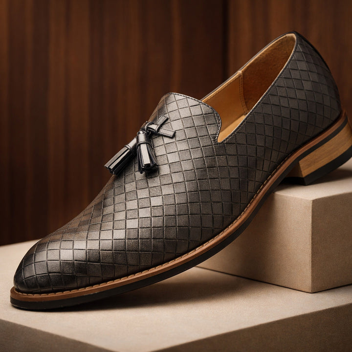 Men's Woven Leather Tassel Loafers – Smart Slip-On Shoes – view 5