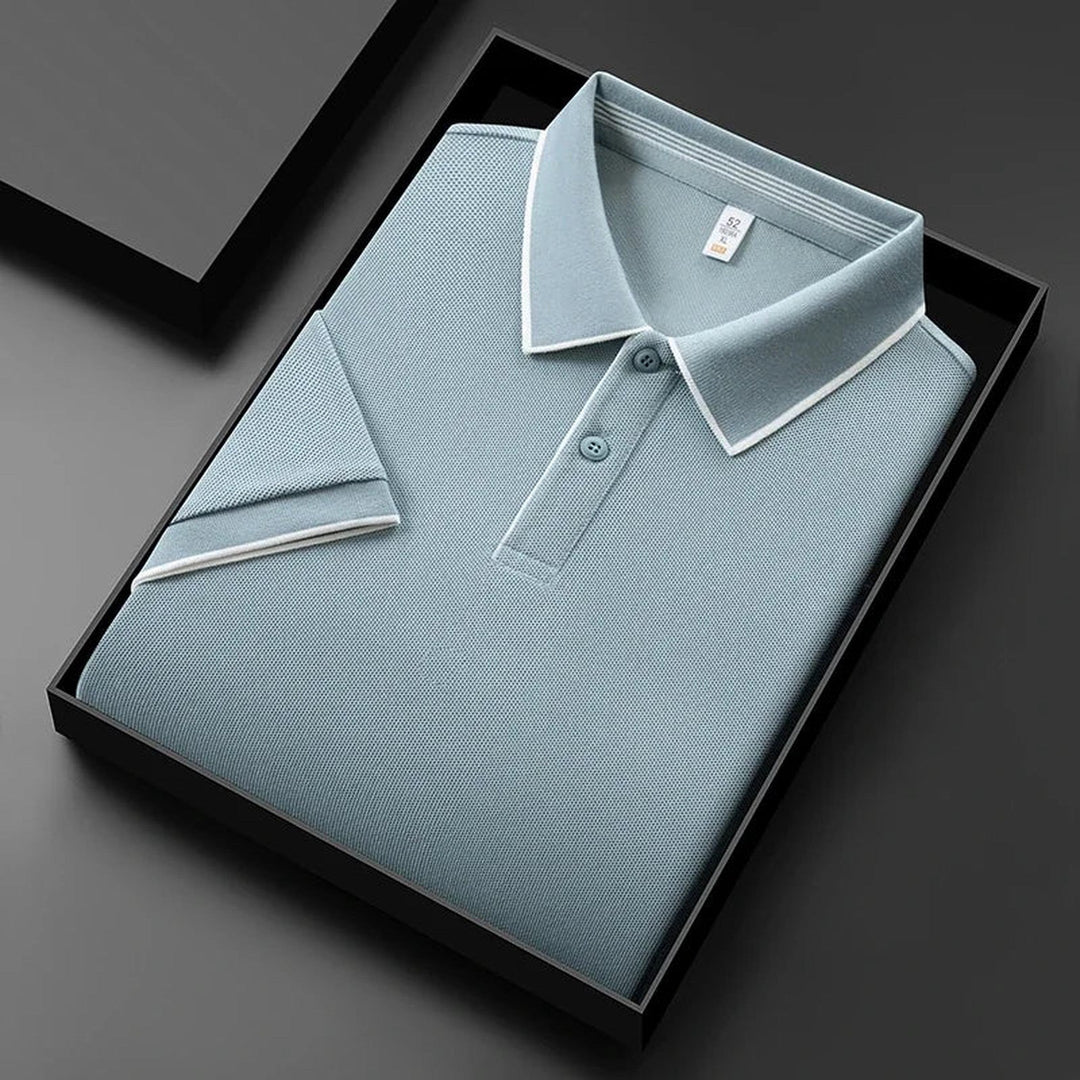 Men's Textured Knit Polo Shirt – Breathable Stretch Performance Polo – view 6