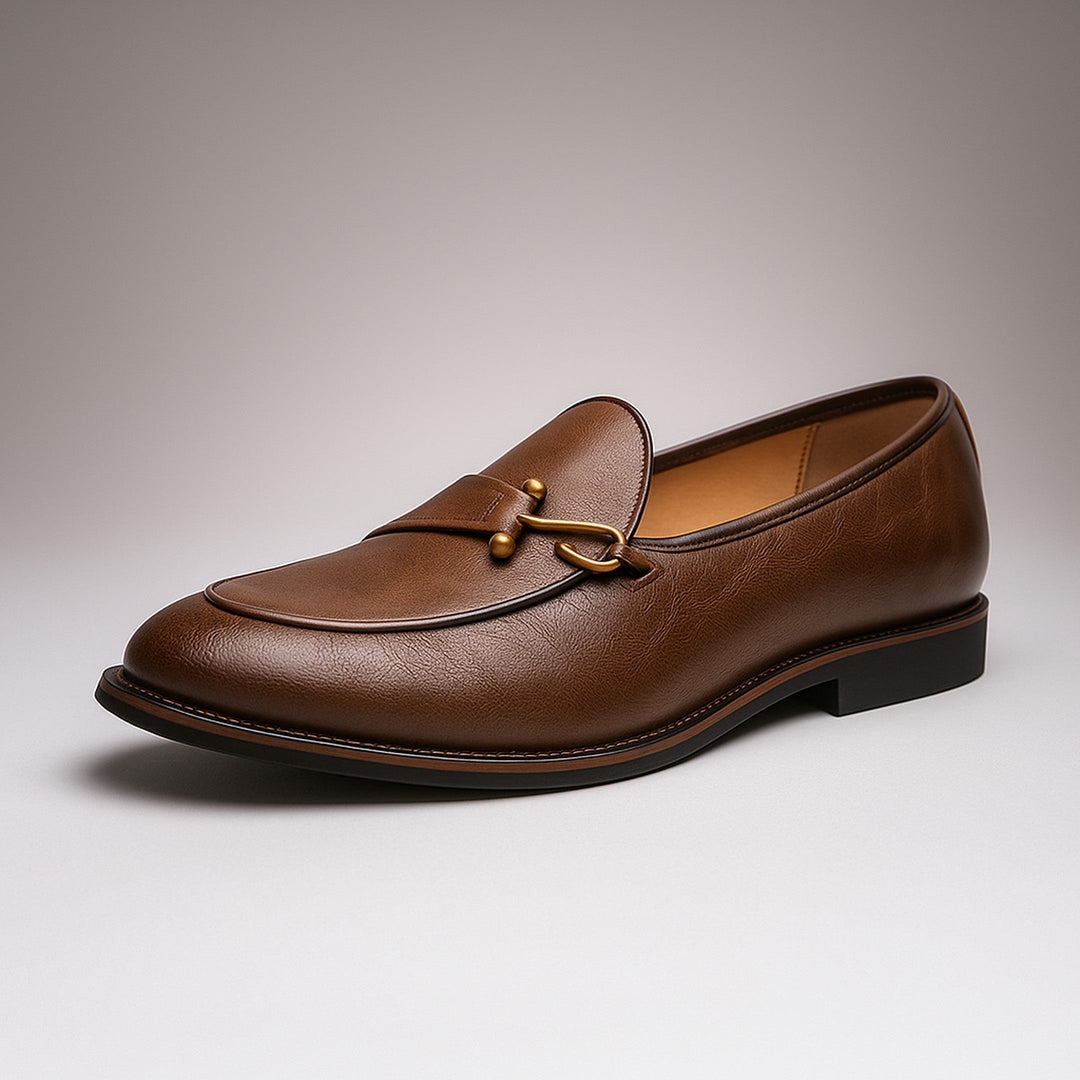 Men's Grain Leather Buckle Loafers – Smart Slip-On Monk Shoes – view 2