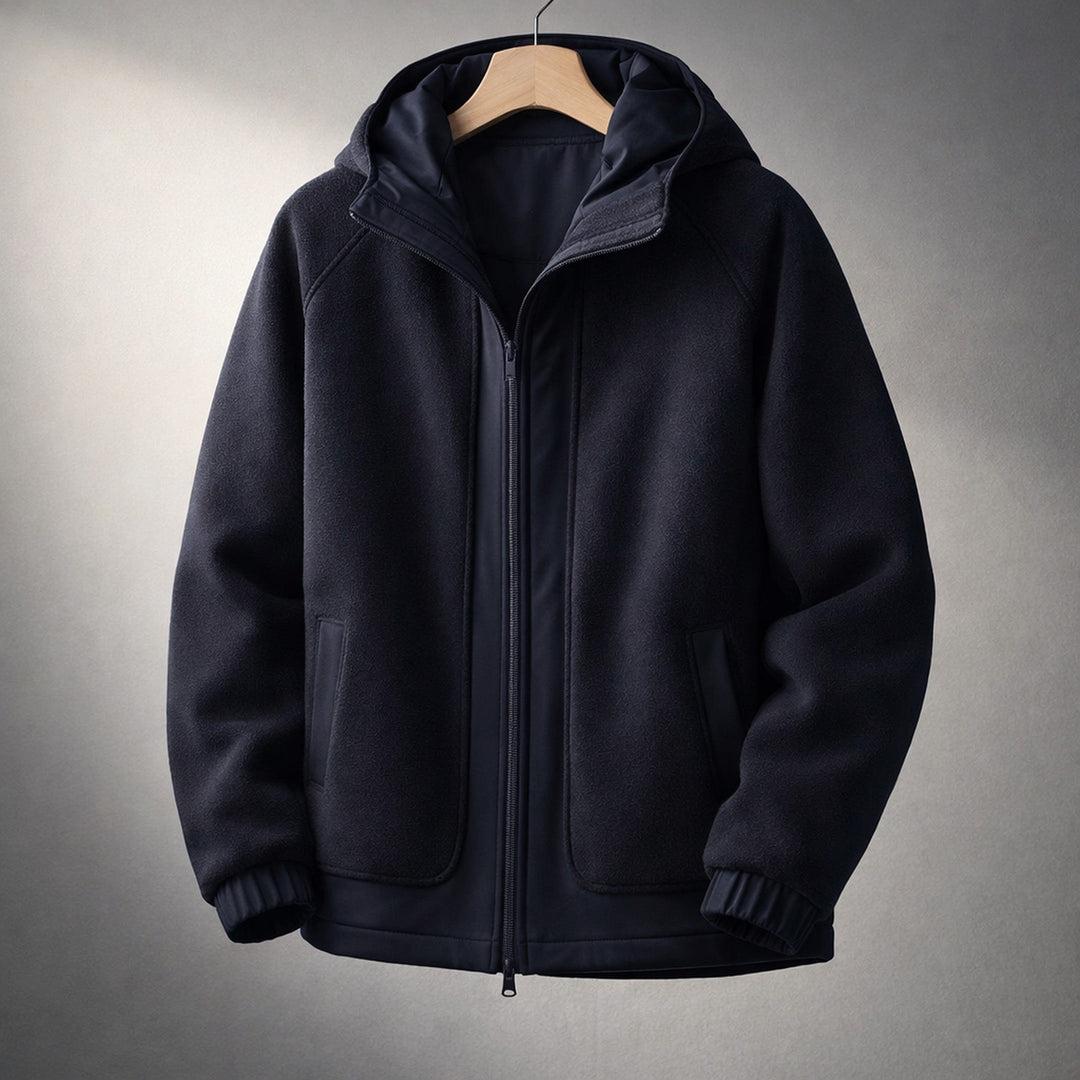 Men's Hooded Fleece Jacket – Two-Panel Layering Jacket with Pockets – Aquamarine