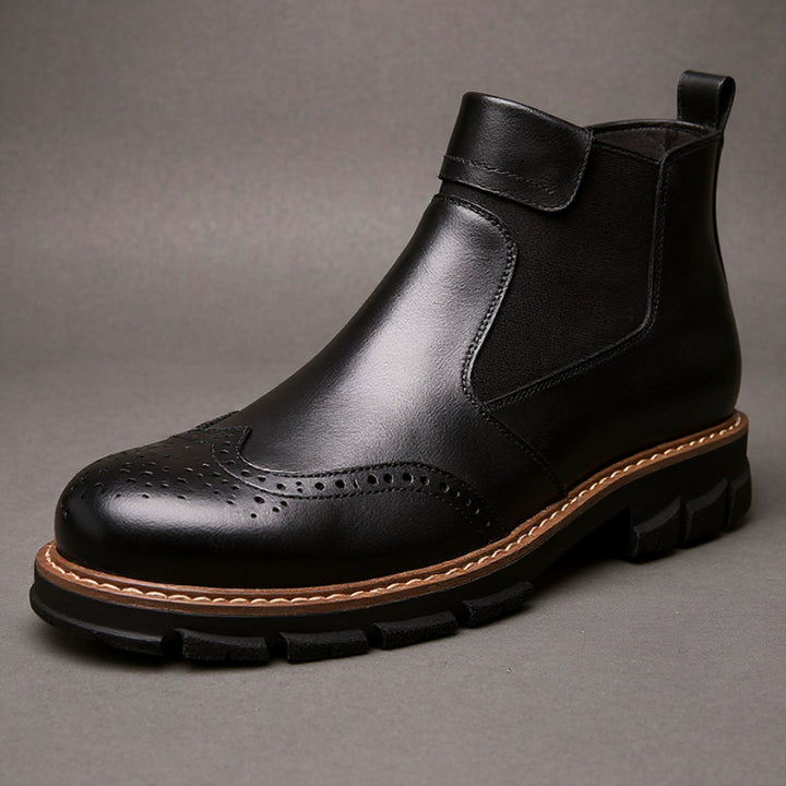 Men's Leather Chelsea Boots - Brogue Detail Winter Boots – view 5