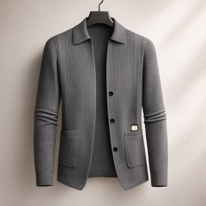 Men's Lombardy Textured Cardigan – Ribbed Button-Front Knit – view 3