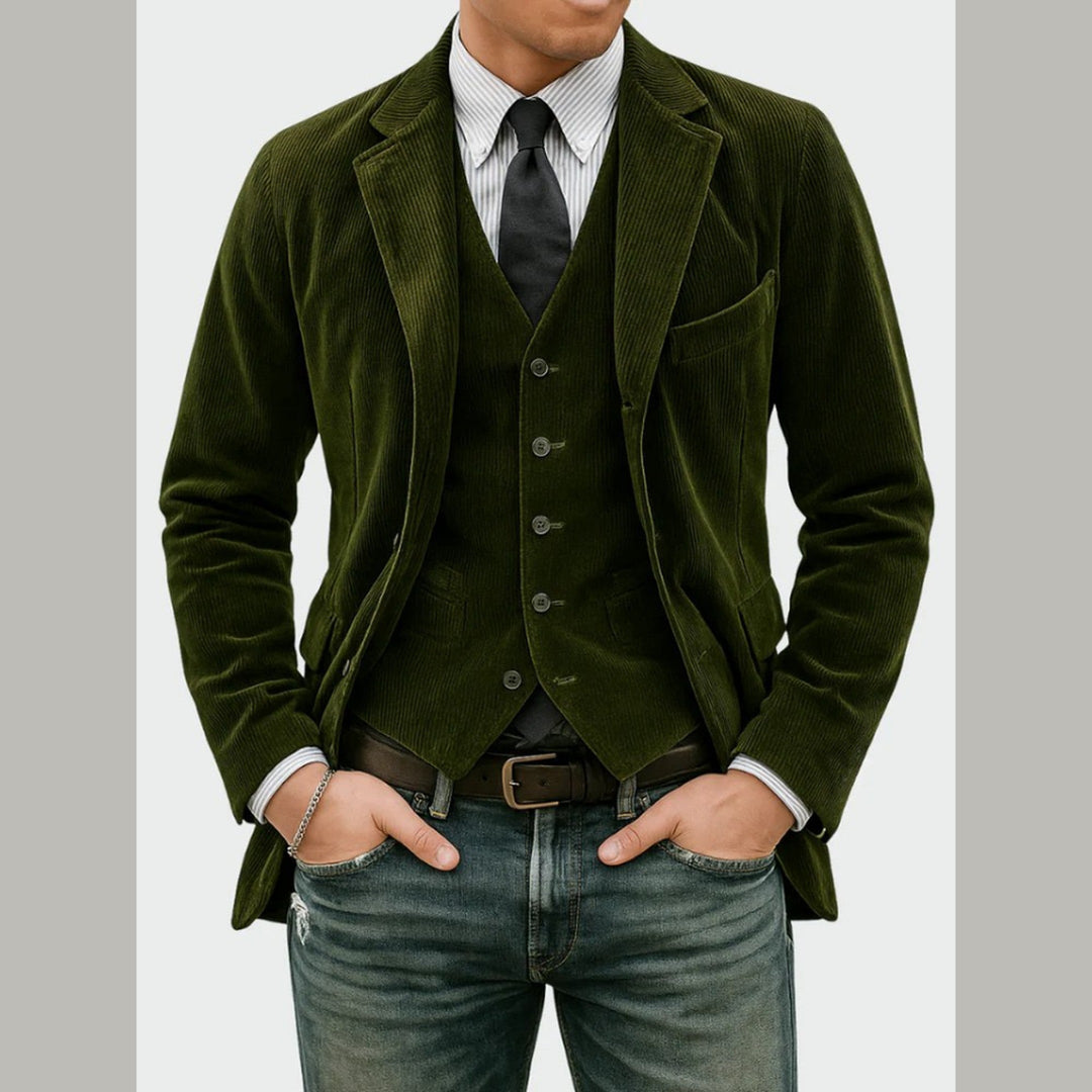 Men's Corduroy Blazer & Waistcoat Set – Two-Piece Tailored Co-ord – view 3