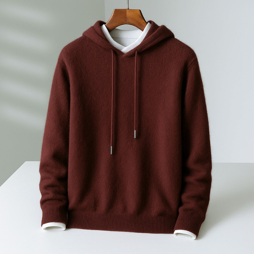 Men's Cashmere Hoodie – Soft Tailored Pullover Hood – Brown