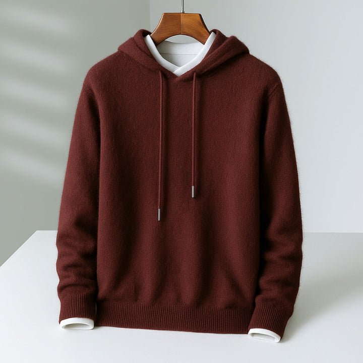 Men's Cashmere Hoodie – Soft Tailored Pullover Hood – Brown