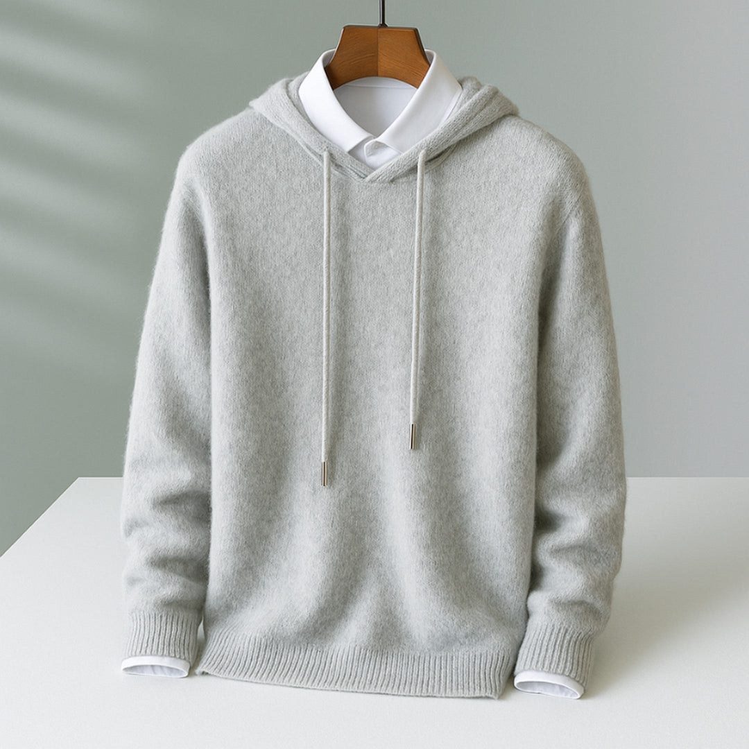 Men's Cashmere Hoodie – Soft Tailored Pullover Hood – Grey
