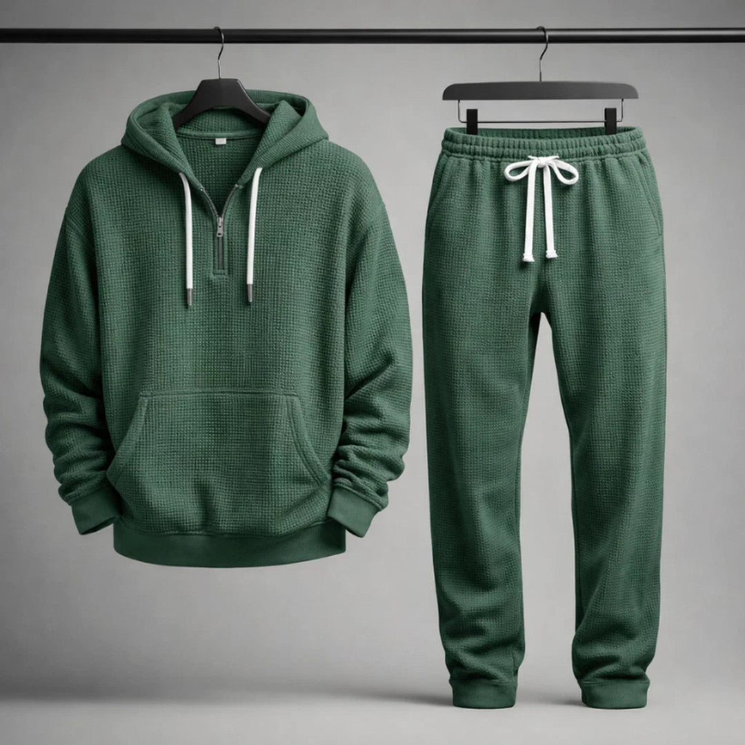 Men's Waffle-Knit Set – Quarter-Zip Hoodie & Joggers – view 5
