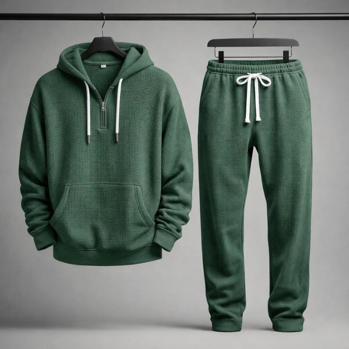 Men's Waffle-Knit Set – Quarter-Zip Hoodie & Joggers – view 5