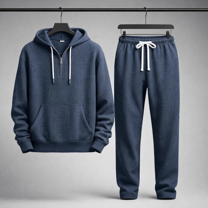 Men's Waffle-Knit Set – Quarter-Zip Hoodie & Joggers – view 7