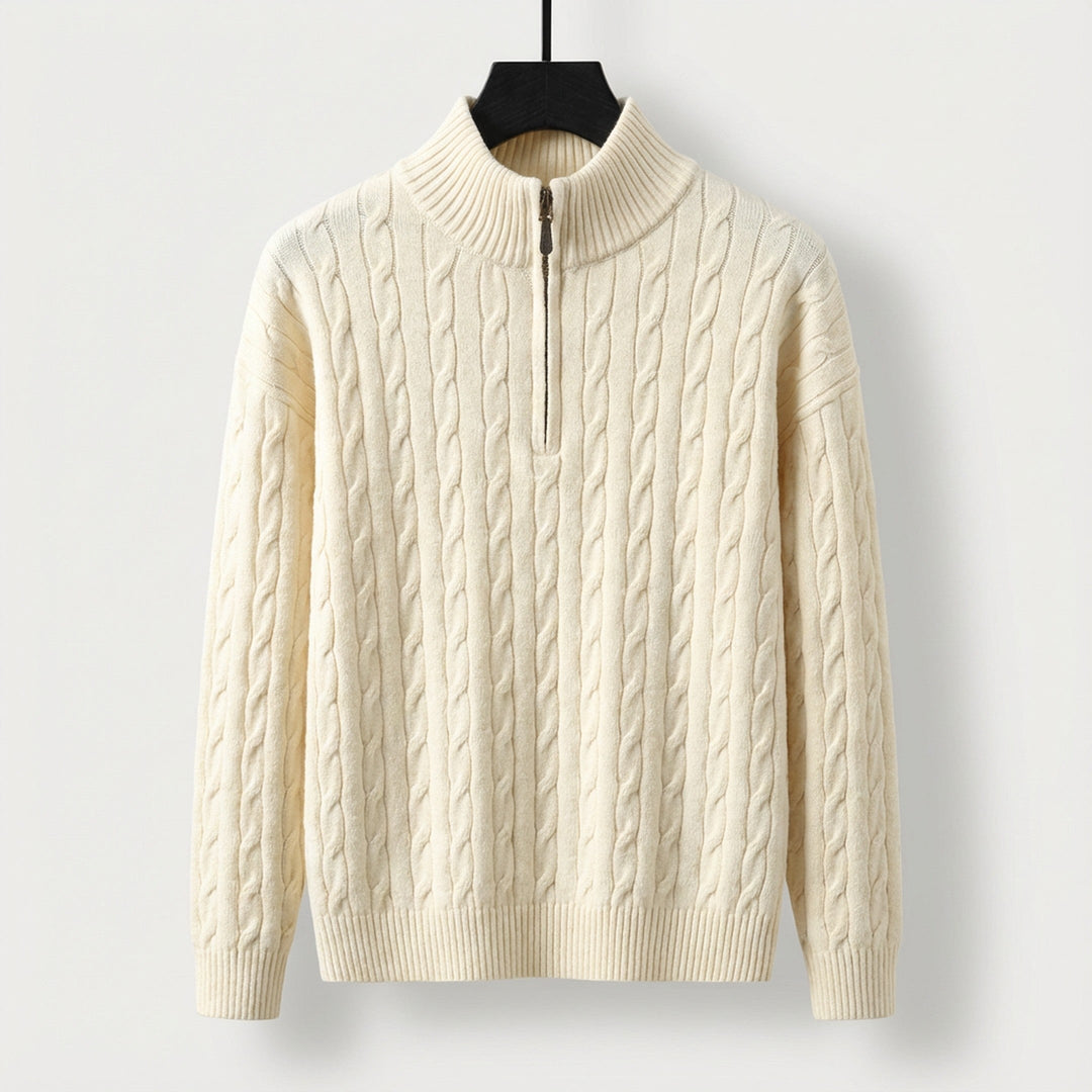 Men's Cable-Knit Half-Zip Jumper – Stand-Collar Sweater – view 3