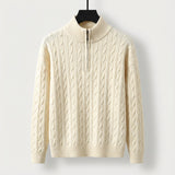 Men's Cable-Knit Half-Zip Jumper – Stand-Collar Sweater