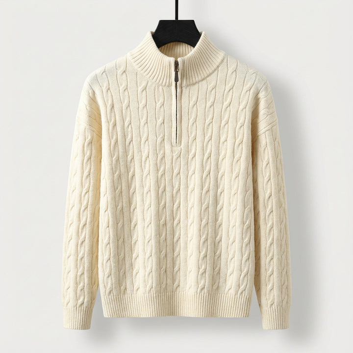 Men's Cable-Knit Half-Zip Jumper – Stand-Collar Sweater – view 3