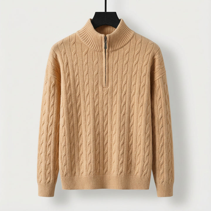 Men's Cable-Knit Half-Zip Jumper – Stand-Collar Sweater – view 4