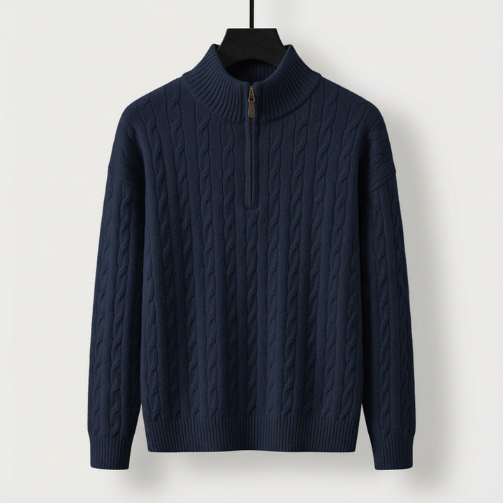 Men's Cable-Knit Half-Zip Jumper – Stand-Collar Sweater – view 5