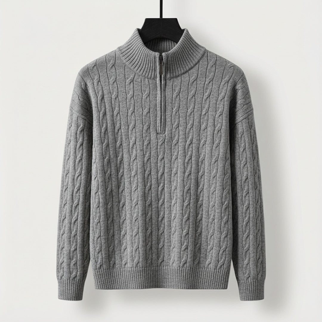 Men's Cable-Knit Half-Zip Jumper – Stand-Collar Sweater – view 6
