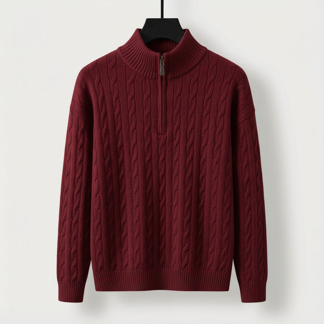 Men's Cable-Knit Half-Zip Jumper – Stand-Collar Sweater – view 7