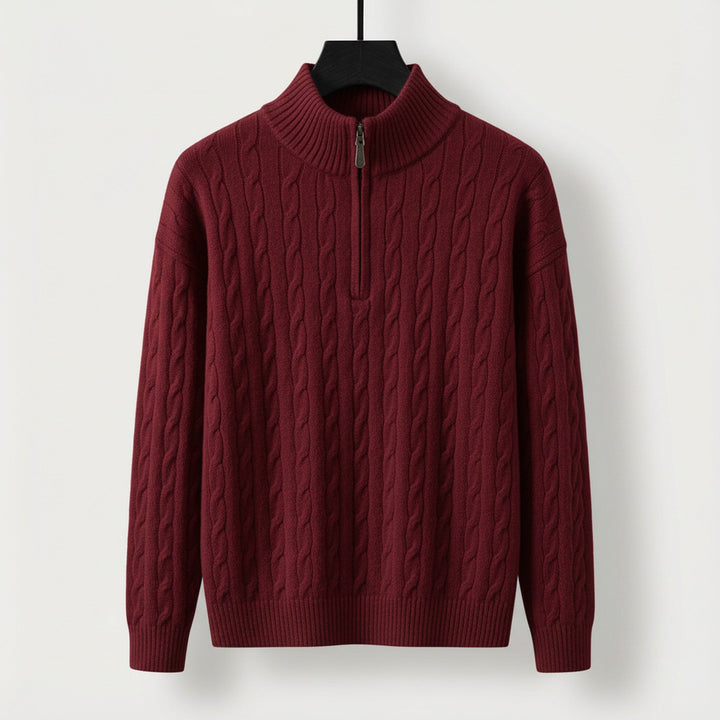 Men's Cable-Knit Half-Zip Jumper – Stand-Collar Sweater – view 7