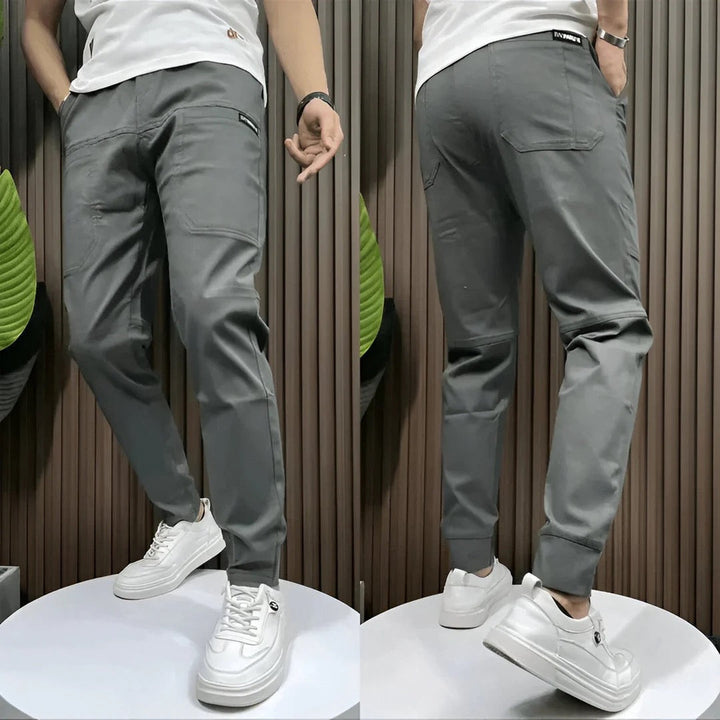 Men's Cotton-Blend Cargo Joggers – Relaxed Utility Trousers – Dark Grey