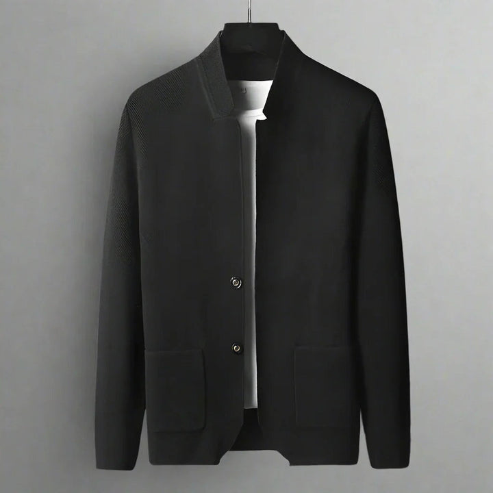 Men's Knit Mandarin Collar Cardigan – Smart Layering Knitwear – view 4